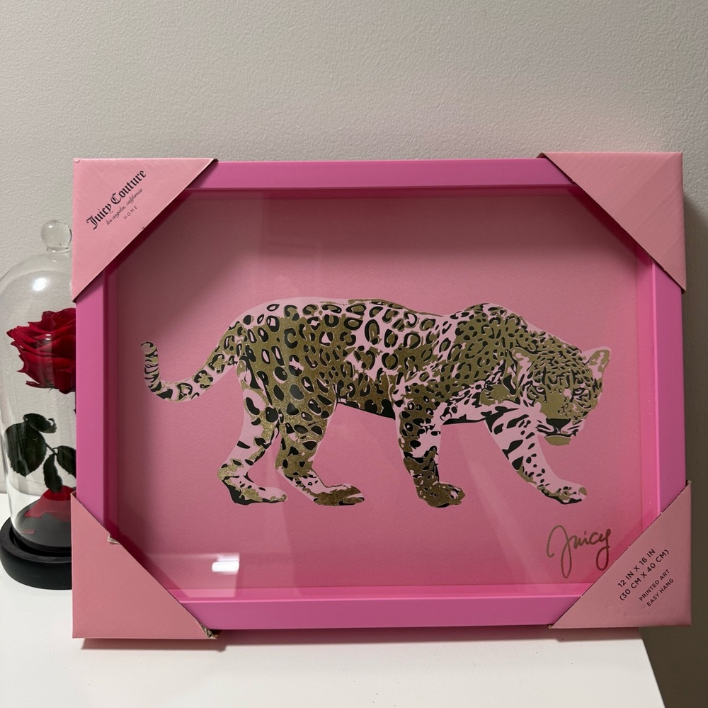 Juicy Couture Pink Leopard cheetah Wall Art 12x16 Glam Y2K Decor